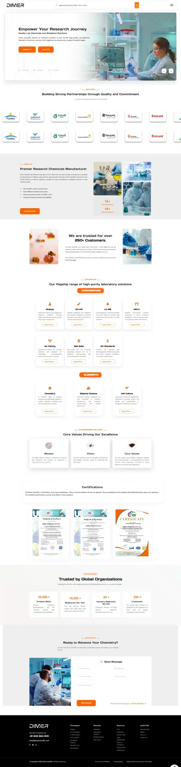 Dimer Scientific project screenshot